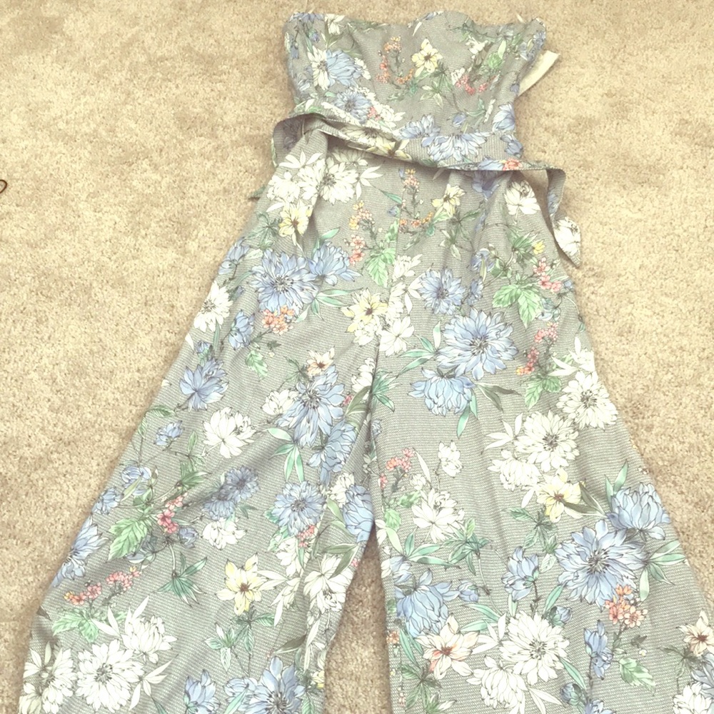 Strapless floral jumpsuit
